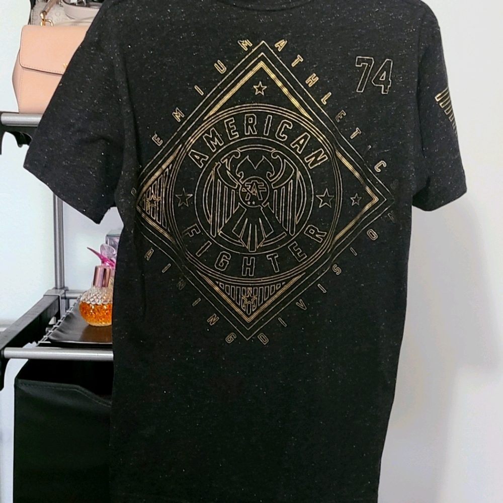 Gray American Fighter Short Sleeve Tee, Men's M